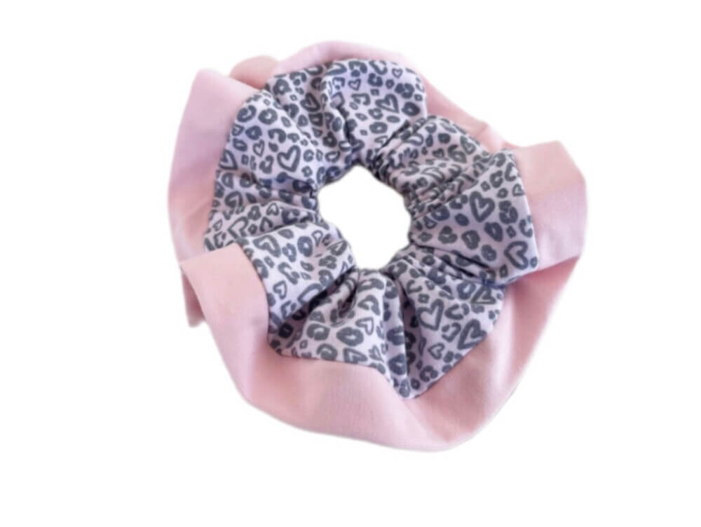 Scrunchie two colours animal/pink pastel