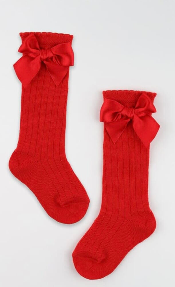Κάλτσες με φιογκάκια κόκκινο