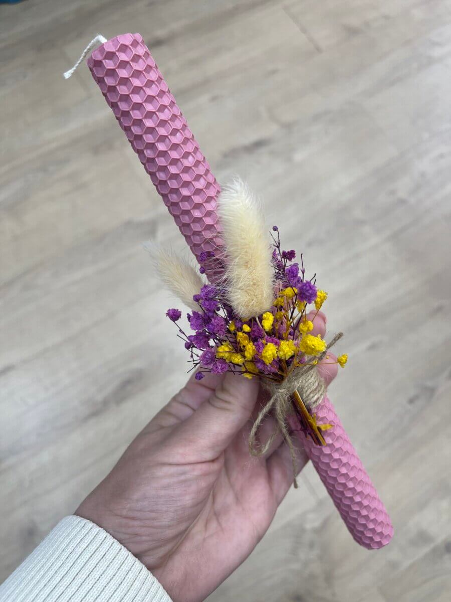 Λαμπάδα μελισσοκέρι ροζ