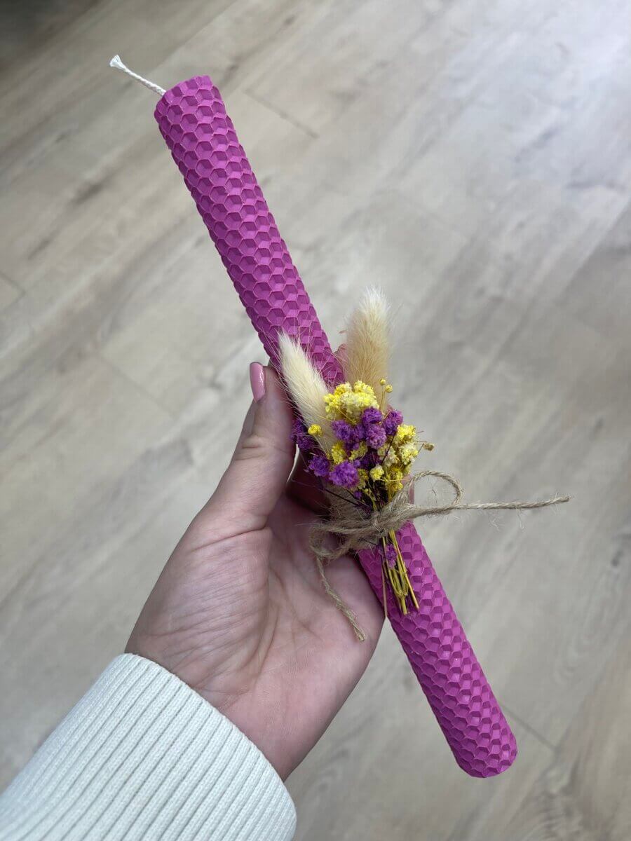 Λαμπάδα μελισσοκέρι έντονο ροζ