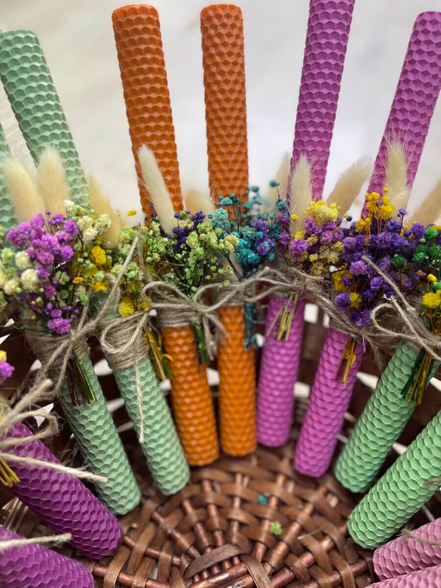 Λαμπάδα μελισσοκέρι κρεμ