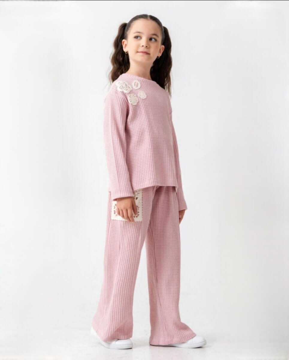 Σετ πλεκτό/πικέ ροζ