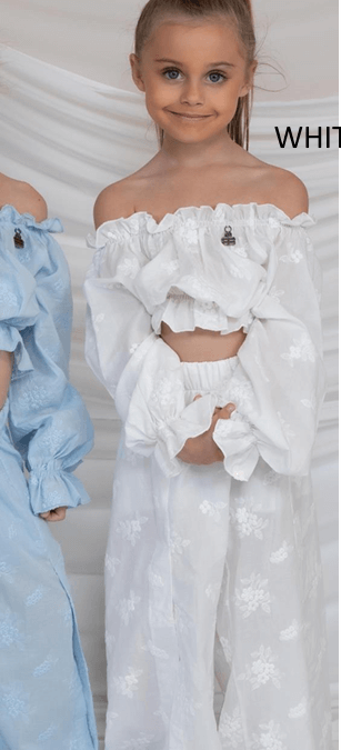 Minimo 2PCS SET BRODERIE BLOUSE WITH PICOT EDGES & WIDE-LEG BRODERIE TROUSER