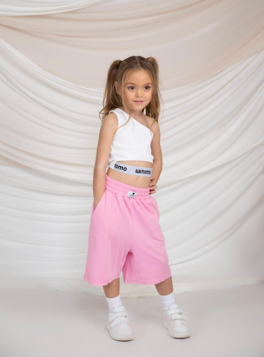 Minimo 2PCS SET ASYMMETRIC RIB CROP TOP & RAW-HEM CONFIDENCE BERMUDA