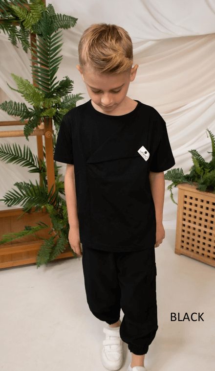 Minimo 2PCS SET ASYMMETRIC TOP & CARGO-JOGGER PANTS