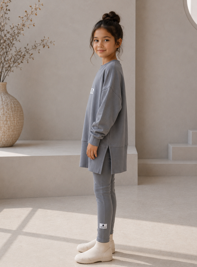 SWEATSHIRT SET OVERSIZED LONG TOP AND FITTED LEGGINGS minimobych
