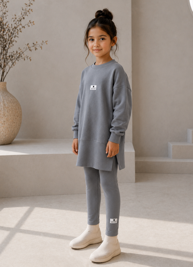 SWEATSHIRT SET OVERSIZED LONG TOP AND FITTED LEGGINGS minimobych